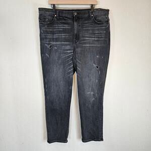 Express Black Girlfriend High Rise Jeans Distressed Plus 18 Casual Neutral Goth